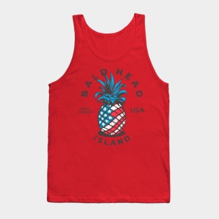 Bald Head Island, NC Summertime Vacationing Patriotic Pineapple Tank Top